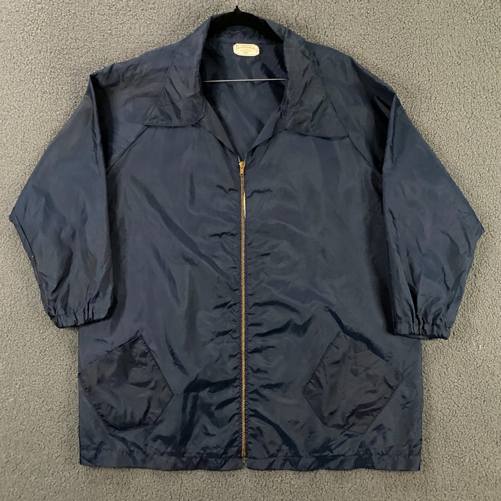 Vintage Jacket Womens‎ L-XL Dagger Collar Windbreaker Talon Zipper Navy True